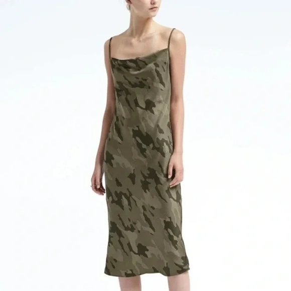 Banana Republic- Cowl neck camo Slip Dress - Picture 1 of 9